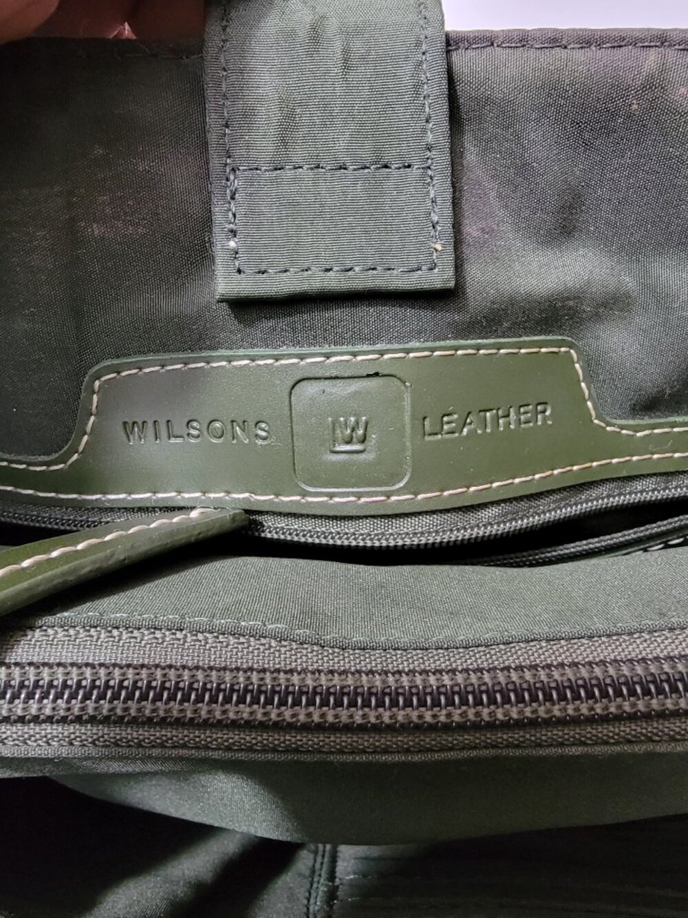 Wilsons Leather Green Structured Satchel Tote Handbag Silver Hardware Purse - Picture 2 of 12